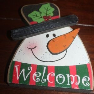 Direct International Snowman Christmas Wood Sign 6" x 5" New
